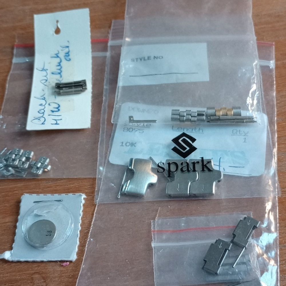 LOT of watch parts, bars, links, battery, etc (W022)